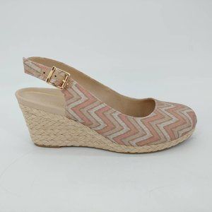 Vionic Womens Aruba Coralina CHV Espadrilles Wedge Heels Shoes Dusty Pink 8W New